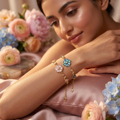 Elegant Blossom Crystal Bracelet - 18K Gold Plated