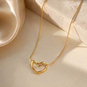 Levixa Gold Heart Necklace for Women – Delicate Open Heart Jewelry