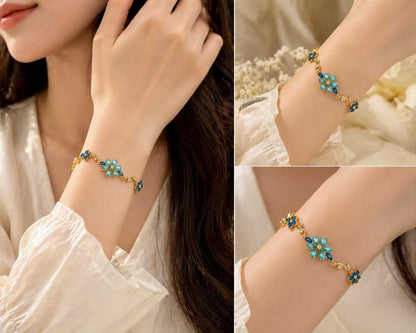 Elegant Blossom Crystal Bracelet - 18K Gold Plated