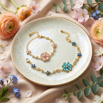 Elegant Blossom Crystal Bracelet - 18K Gold Plated