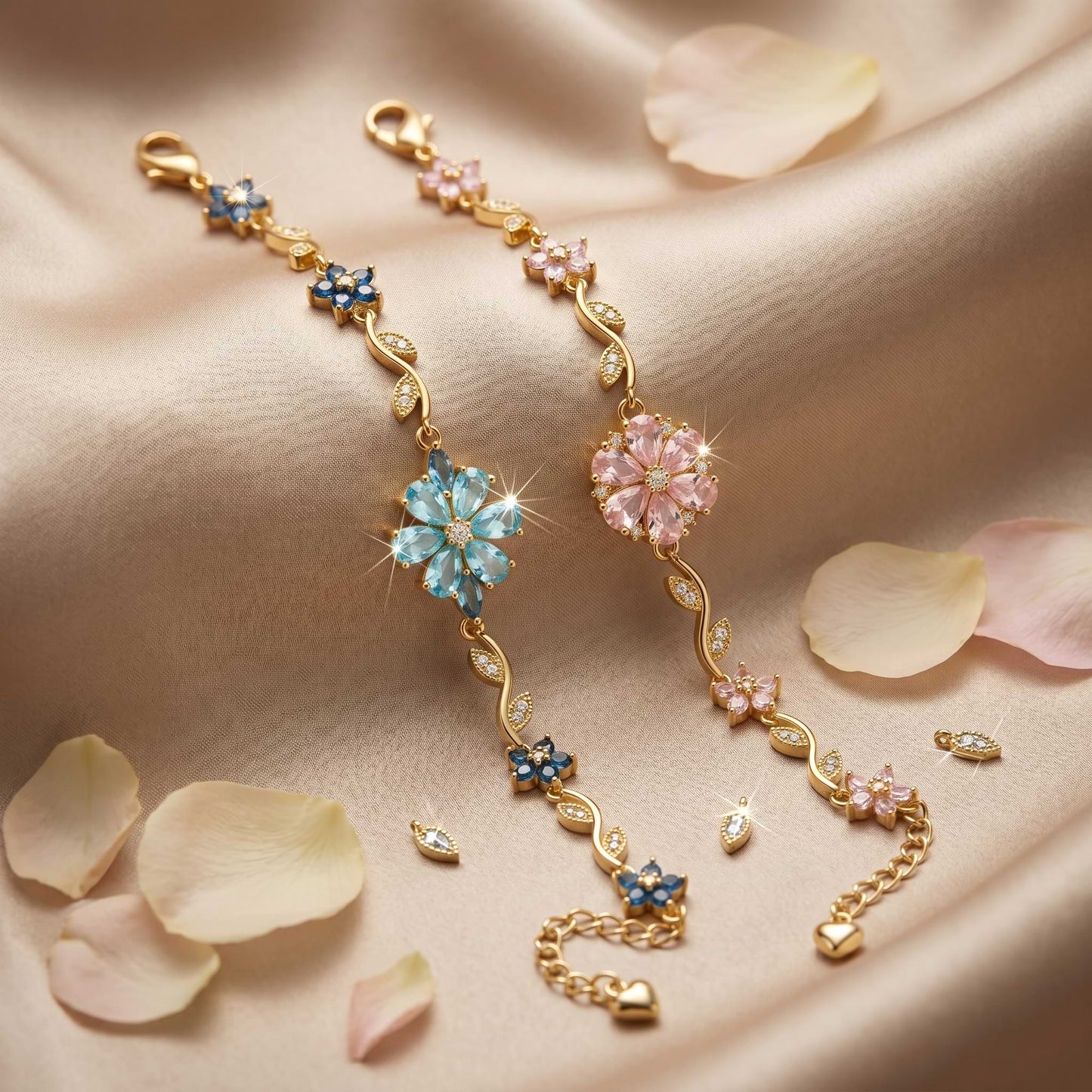Elegant Blossom Crystal Bracelet - 18K Gold Plated