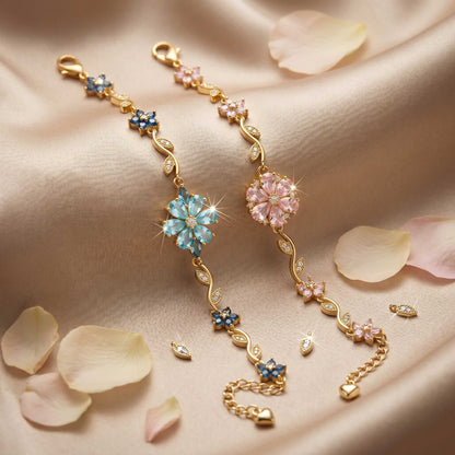 Elegant Blossom Crystal Bracelet - 18K Gold Plated